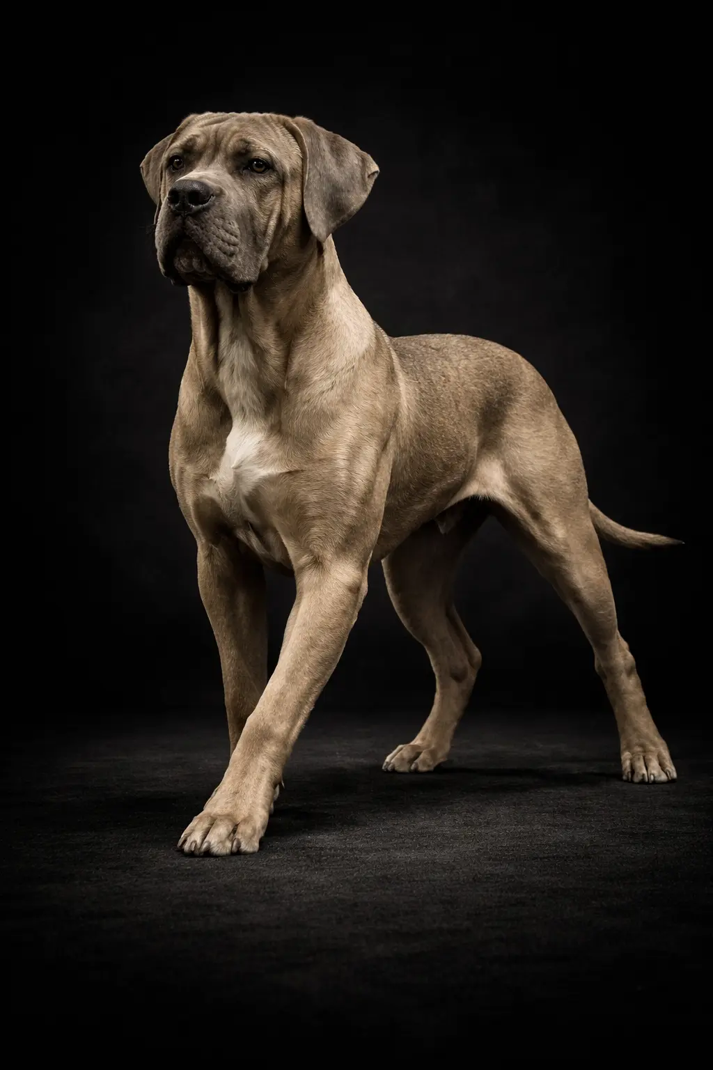 Pies rasy Cane Corso Italiano na czarnym tle